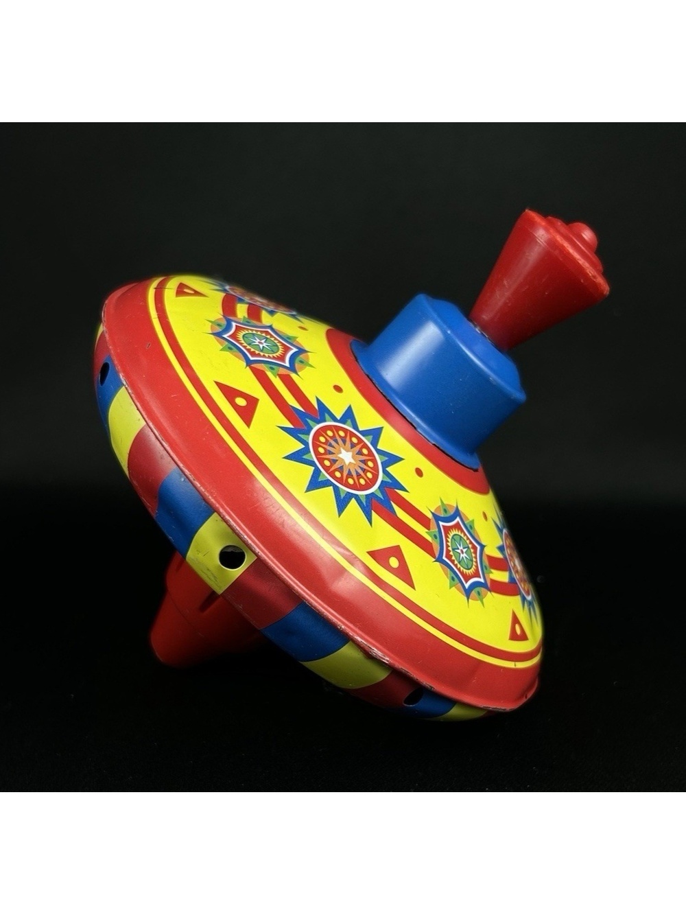 Schylling Tin Spinning Top Geometric Designs 5" Diameter